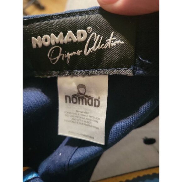 RARE‎ NOMAD Original Outdoors Navy Blue Yellow ONE SIZE Leather Baseball Hat Cap - Picture 5 of 6
